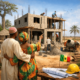 Construction d’une maison au Sénégal : un couple observe son projet immobilier en cours de réalisation.